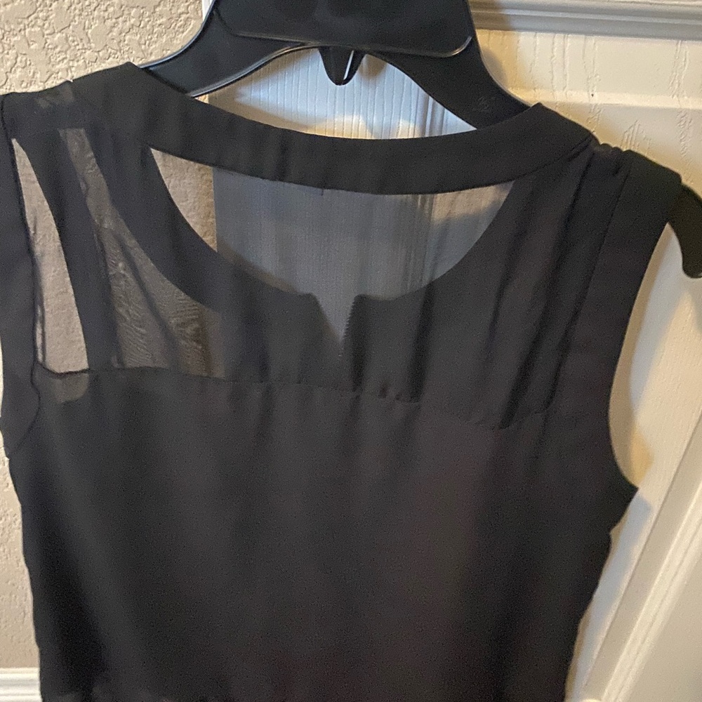 Elizabeth and James Black Sleeveless Top with Sheer Yoke